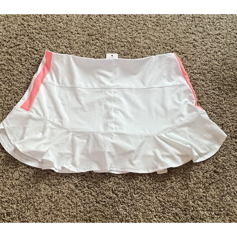 Lucky in Love Women's White and Pink Ruffle Golf Skort